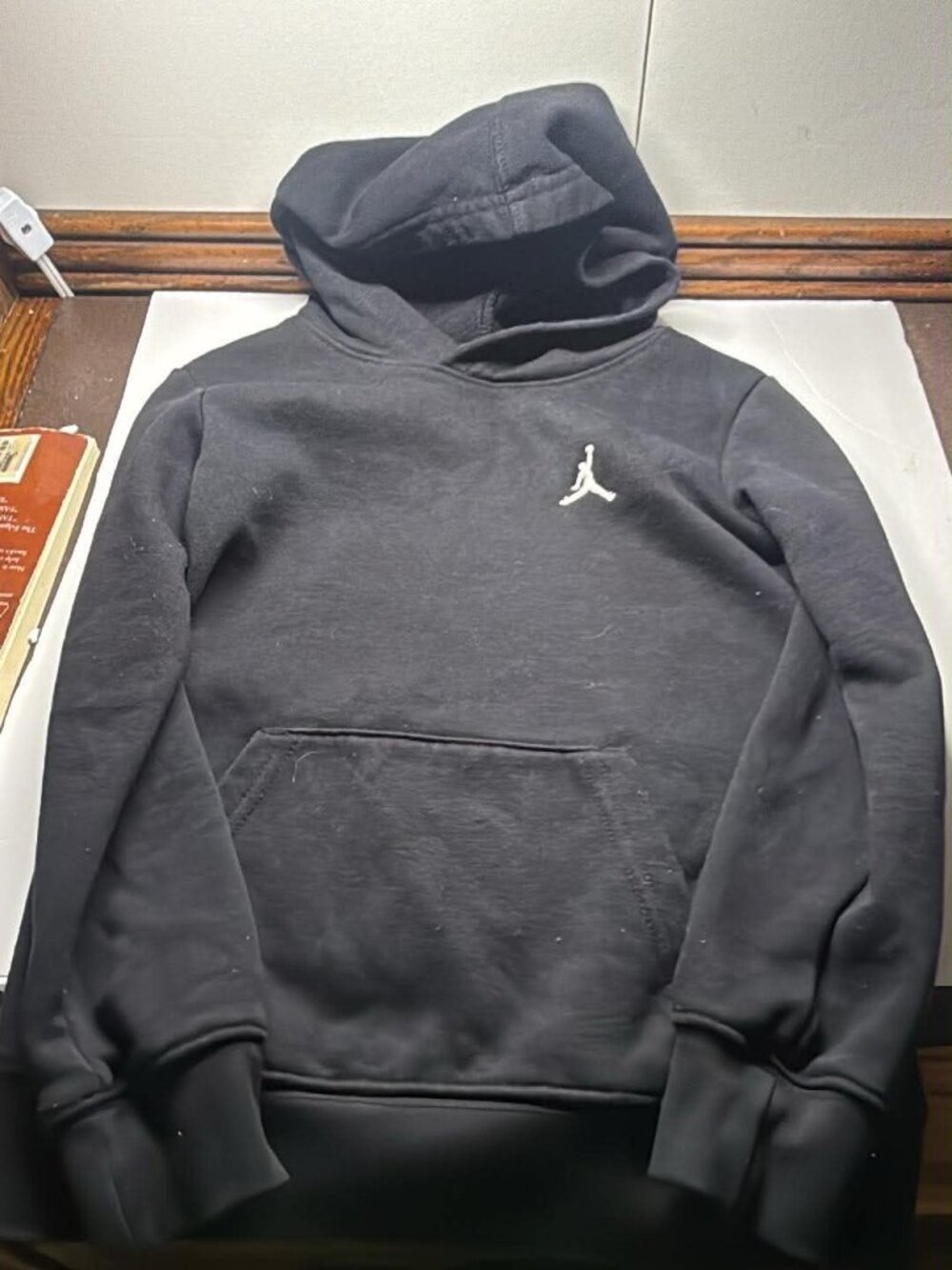 Jordan Jumpman Black Pullover Hoodie Youth Large White Logo Sweatshirt